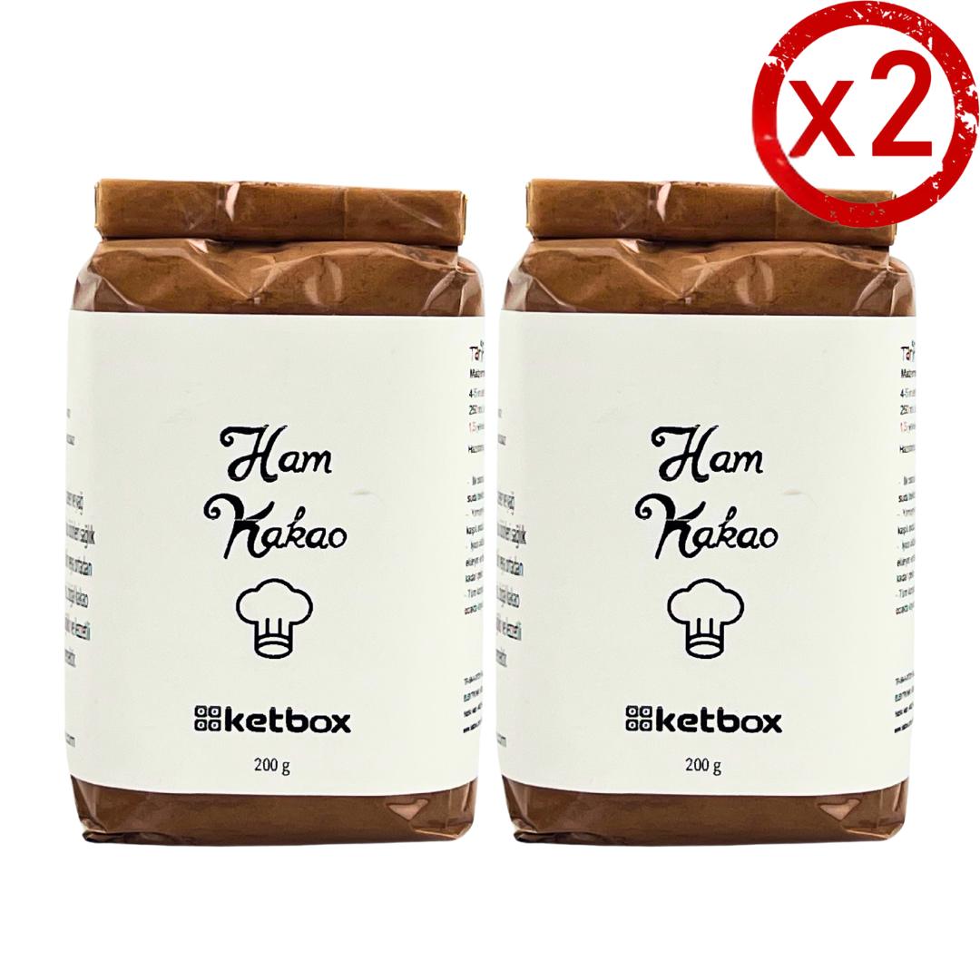 Doğal Ham Kakao Tozu – 400 g (2 x 200 g Paket)