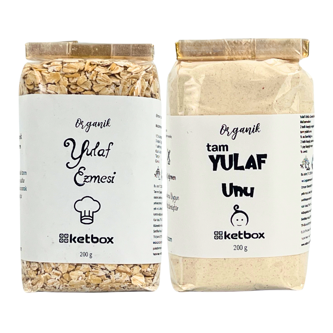 Organik Tam Yulaf Unu ve Organik Yulaf Ezmesi Seti – 2 x 200 g