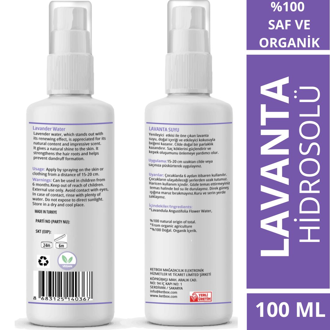 Doğal ve Organik Saf Lavanta Hidrosolü – 100 ML