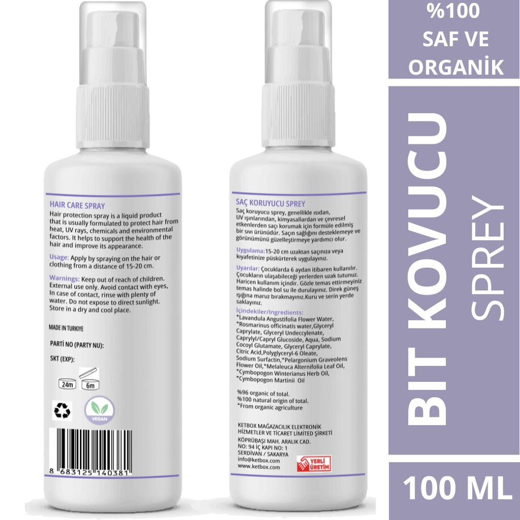 Doğal ve Organik Bit Kovucu Saç Koruyucu Sprey – 100 ML