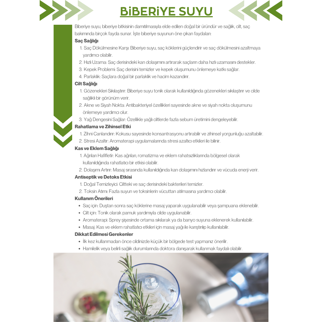 Doğal ve Organik Saf Biberiye Hidrosolü – 100 ML
