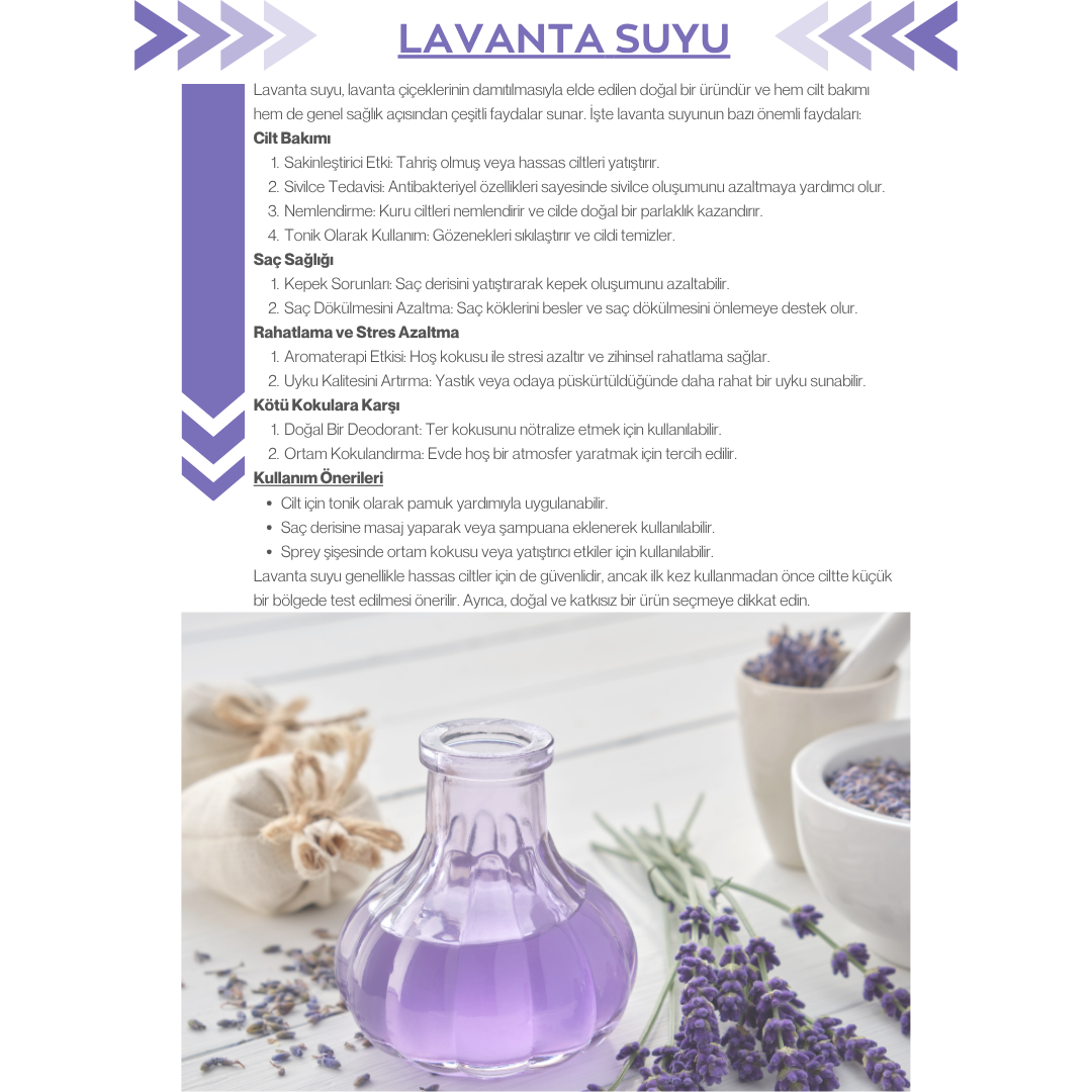 Doğal ve Organik Saf Lavanta Hidrosolü – 100 ML