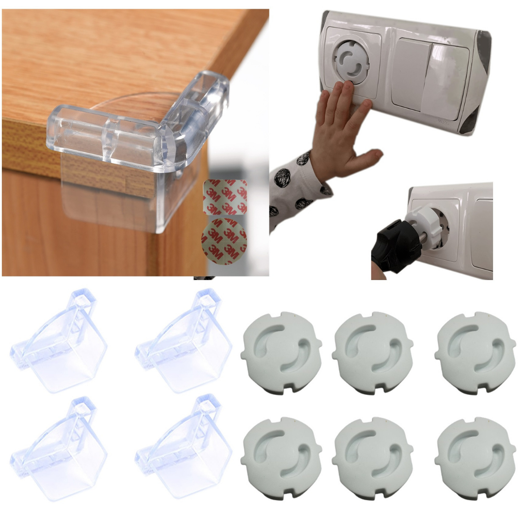 6 Adet Priz Kapatıcı Ve 4 Adet Silikon Köşe Koruyucu 3m Bantlı Çocuk Bebek Güvenlik Set