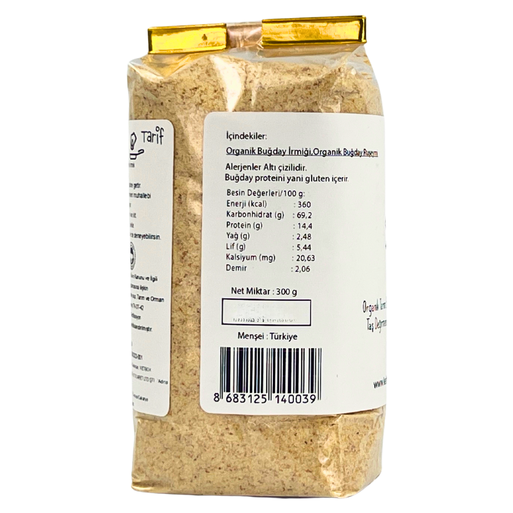 Organik Buğday Ruşeymli Bebek İrmiği – 600 g (2 x 300 g Paket) | +8 Ay Ek Gıda