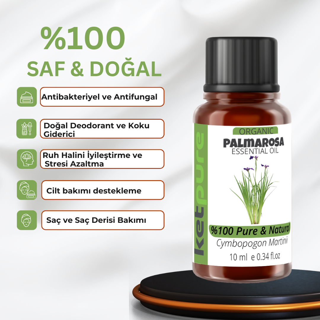 Organik Palmarosa Uçucu Yağı – 10 ml