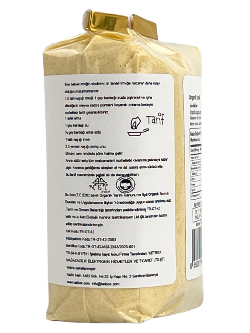 Organik Bebek İrmiği 600 g (2 x 300 g Paket)