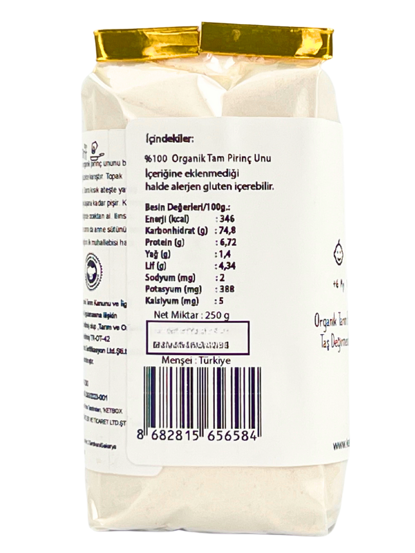 Organik Sertifikalı Tam Pirinç Unu – 500 g (2 x 250 g Paket)