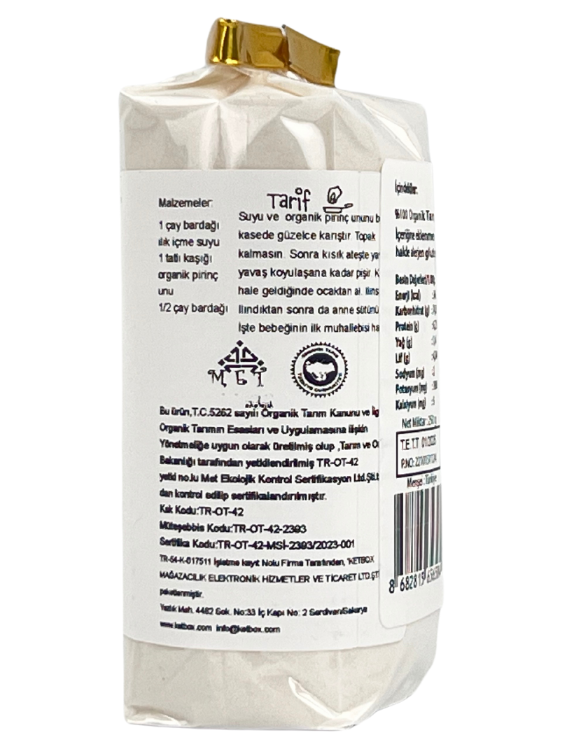Organik Sertifikalı Tam Pirinç Unu – 500 g (2 x 250 g Paket)