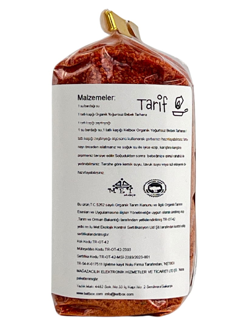 Organik Yoğurtsuz Bebek Tarhanası 600 g (2x300 g)